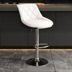 Tabouret de bar pivotant capitonné à losanges, réglable, en cuir PU noir et rouge