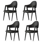 Chaise de salle à manger moderne en cuir avec dossier incurvé et accoudoirs ouverts