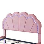 Ensemble de chambre 2 pièces avec lit plateforme LED et pouf de rangement