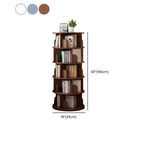 Bibliothèque cylindrique en bois marron à dos ouvert et pivotante
