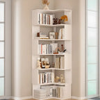 Bibliothèque d'angle en bois composite à 6 étagères