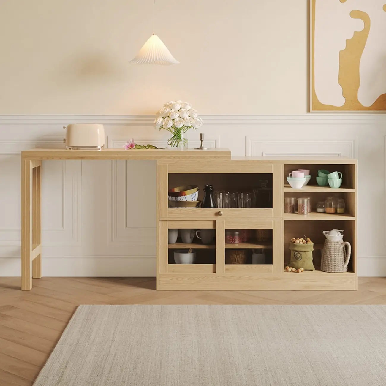 Buffet extensible de style campagnard en MDF noir