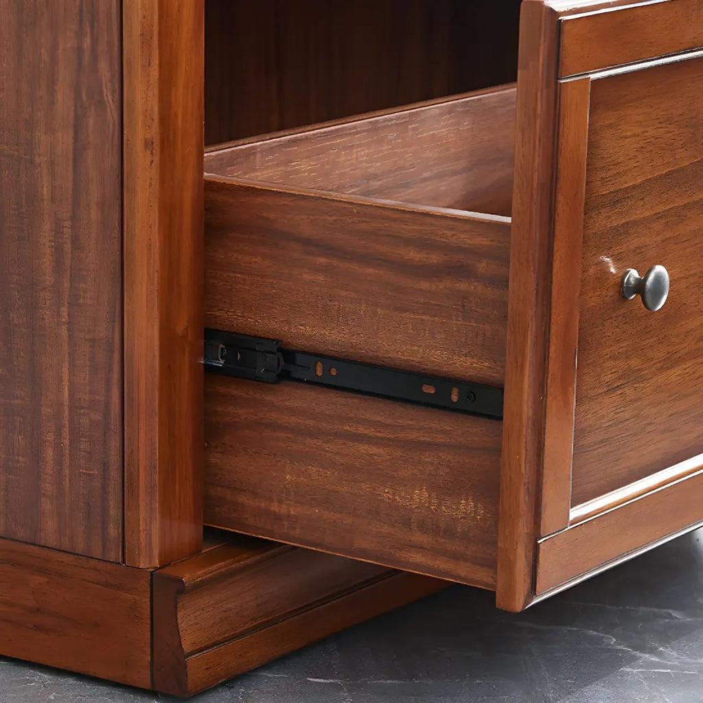 Bibliothèque de bureau en bois couleur expresso avec portes vitrées