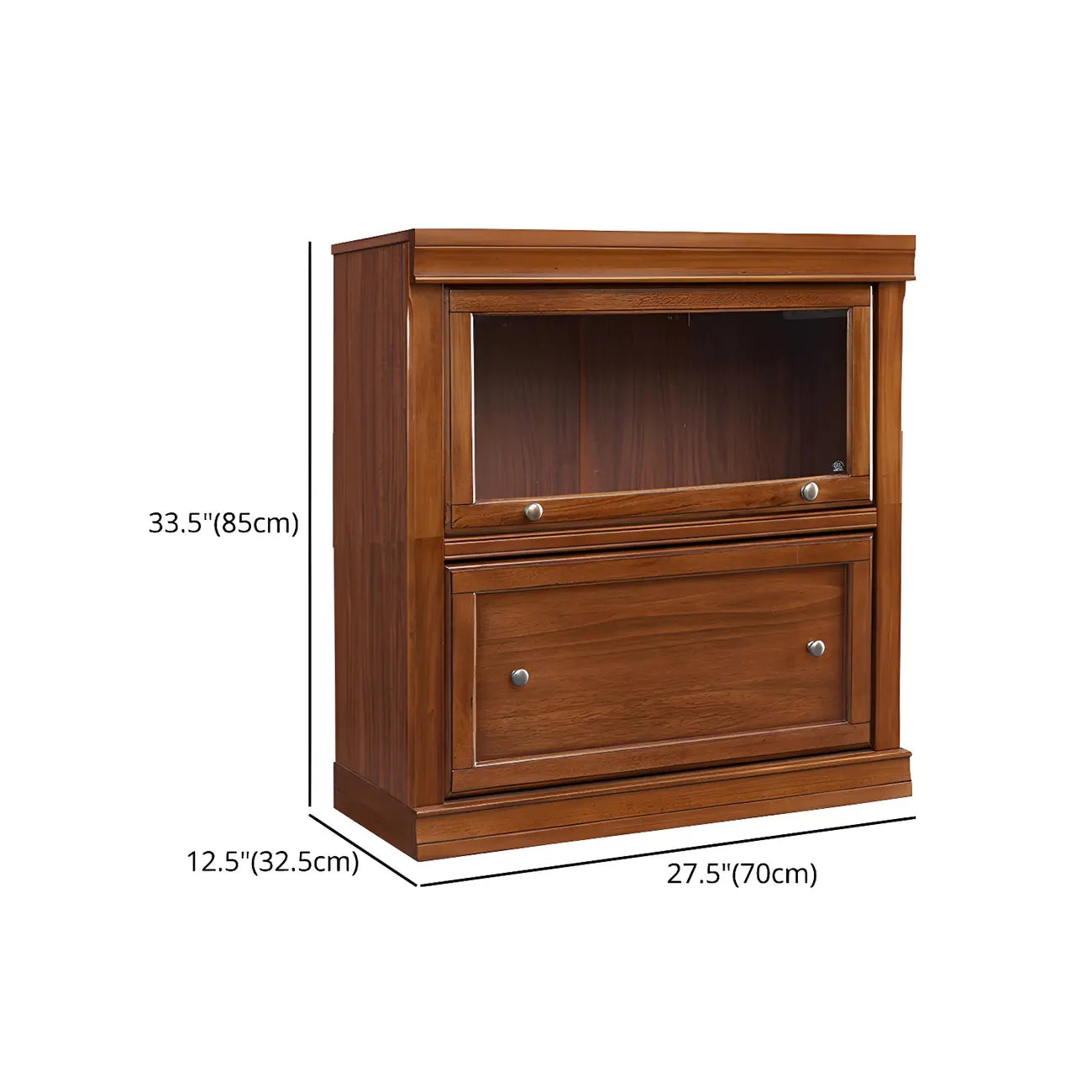 Bibliothèque de bureau en bois couleur expresso avec portes vitrées