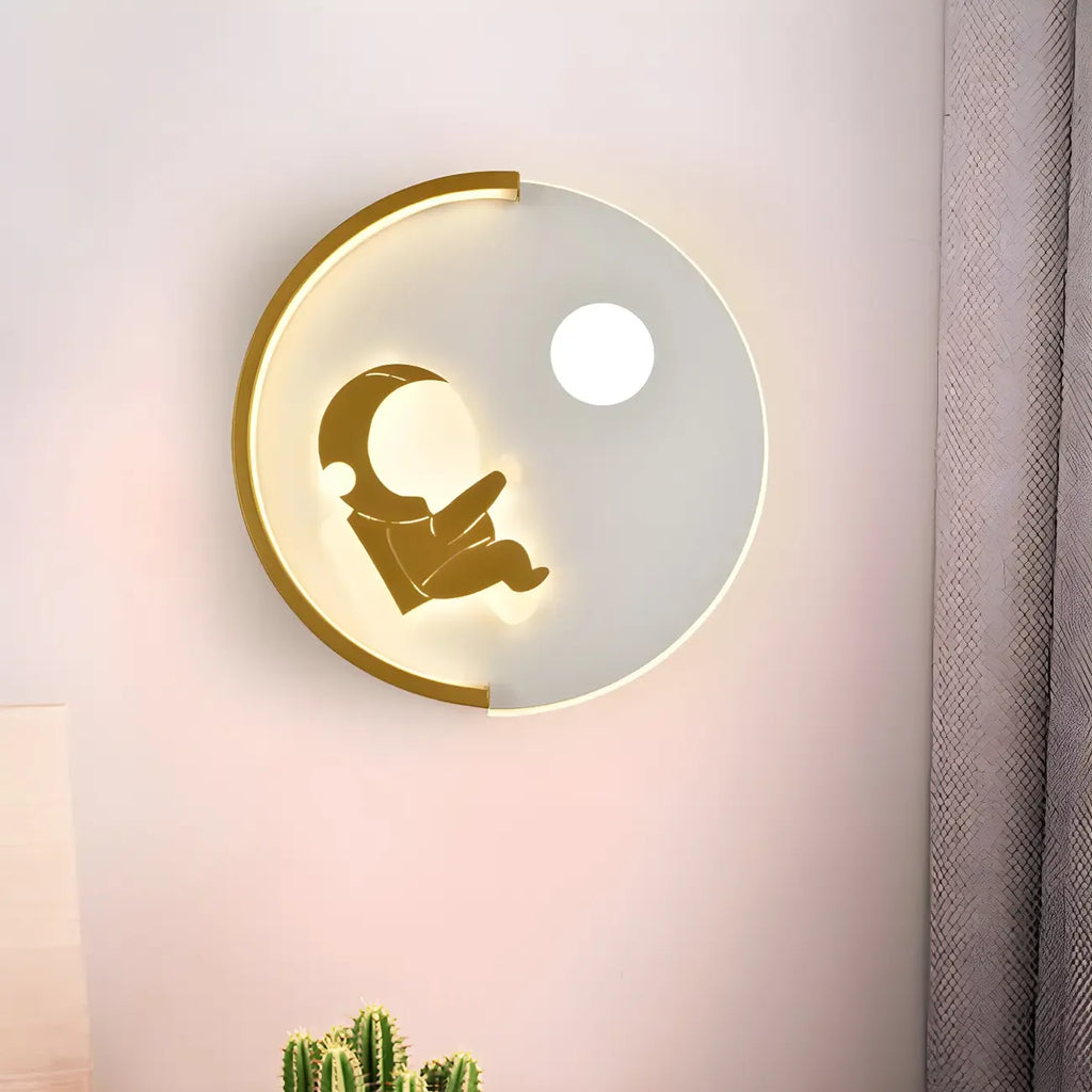 Applique murale LED circulaire avec motif dessin animé pour chambre d'enfant