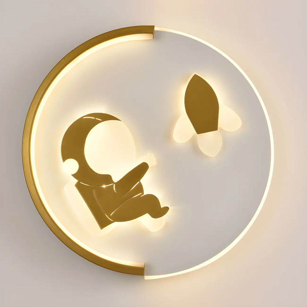 Applique murale LED circulaire avec motif dessin animé pour chambre d'enfant