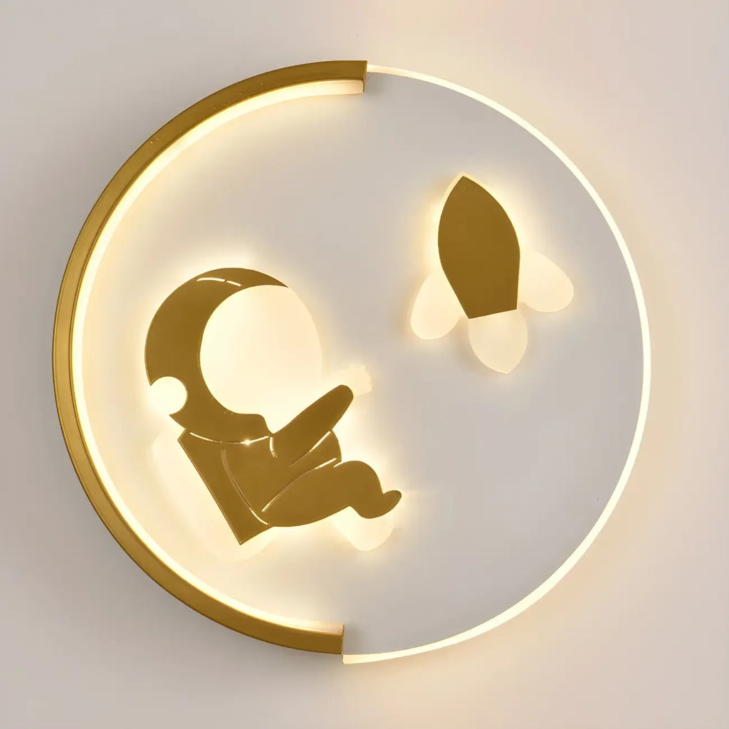 Applique murale LED circulaire avec motif dessin animé pour chambre d'enfant