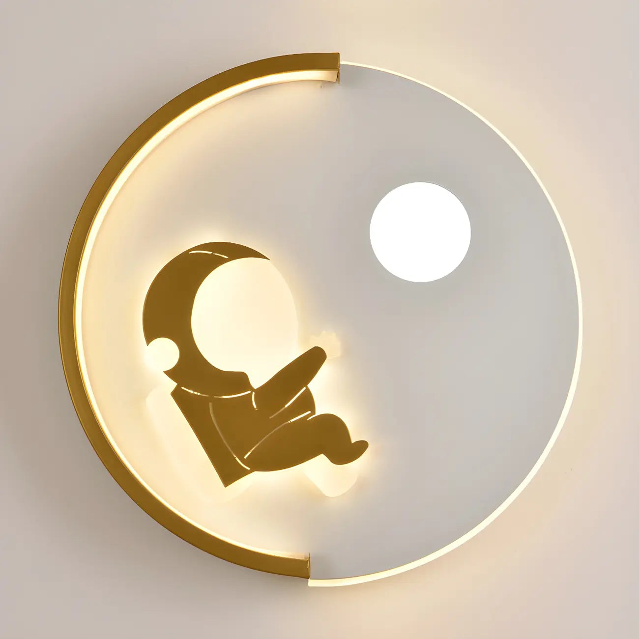 Applique murale LED circulaire avec motif dessin animé pour chambre d'enfant