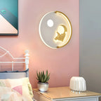Applique murale LED circulaire avec motif dessin animé pour chambre d'enfant