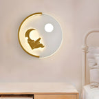Applique murale LED circulaire avec motif dessin animé pour chambre d'enfant