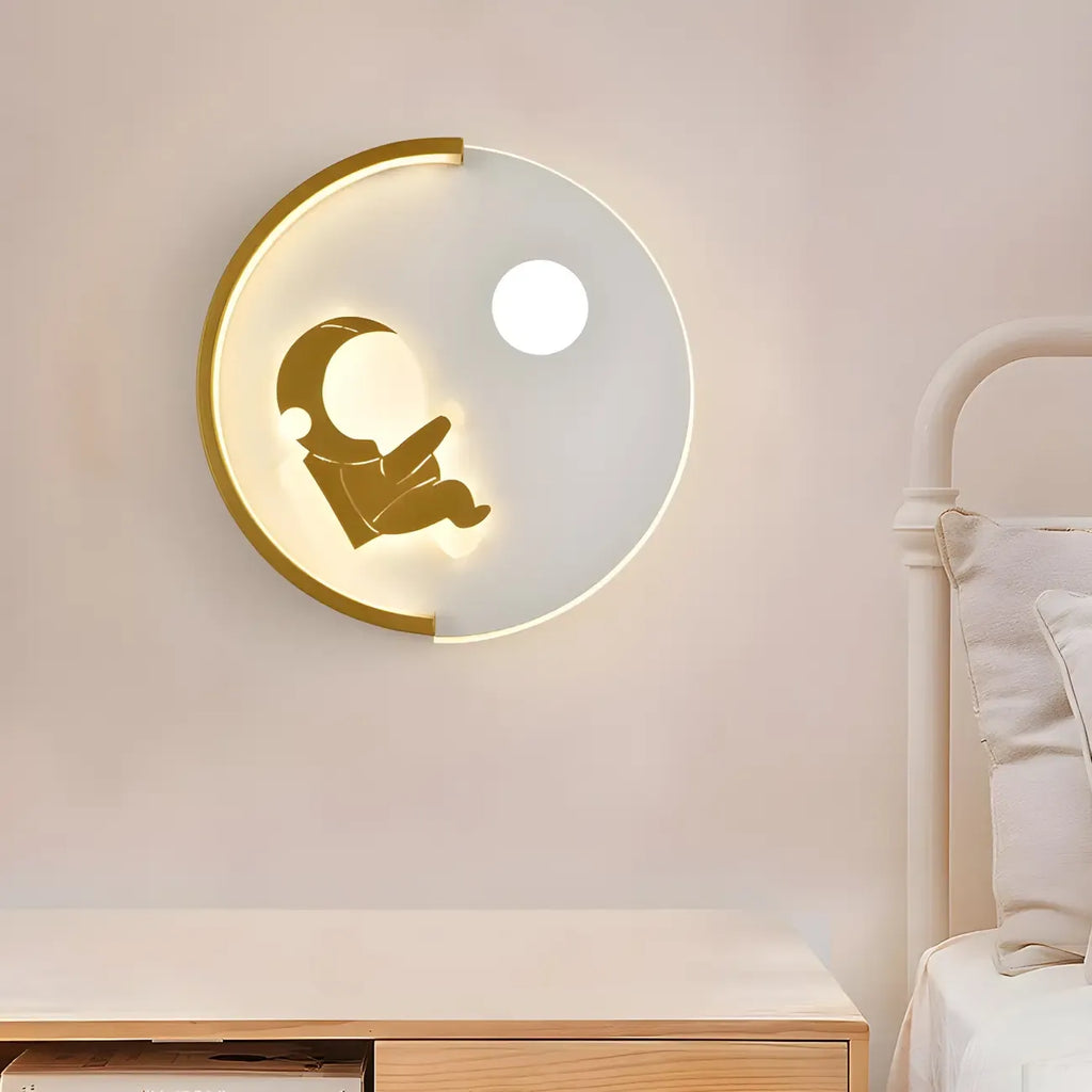 Applique murale LED circulaire avec motif dessin animé pour chambre d'enfant