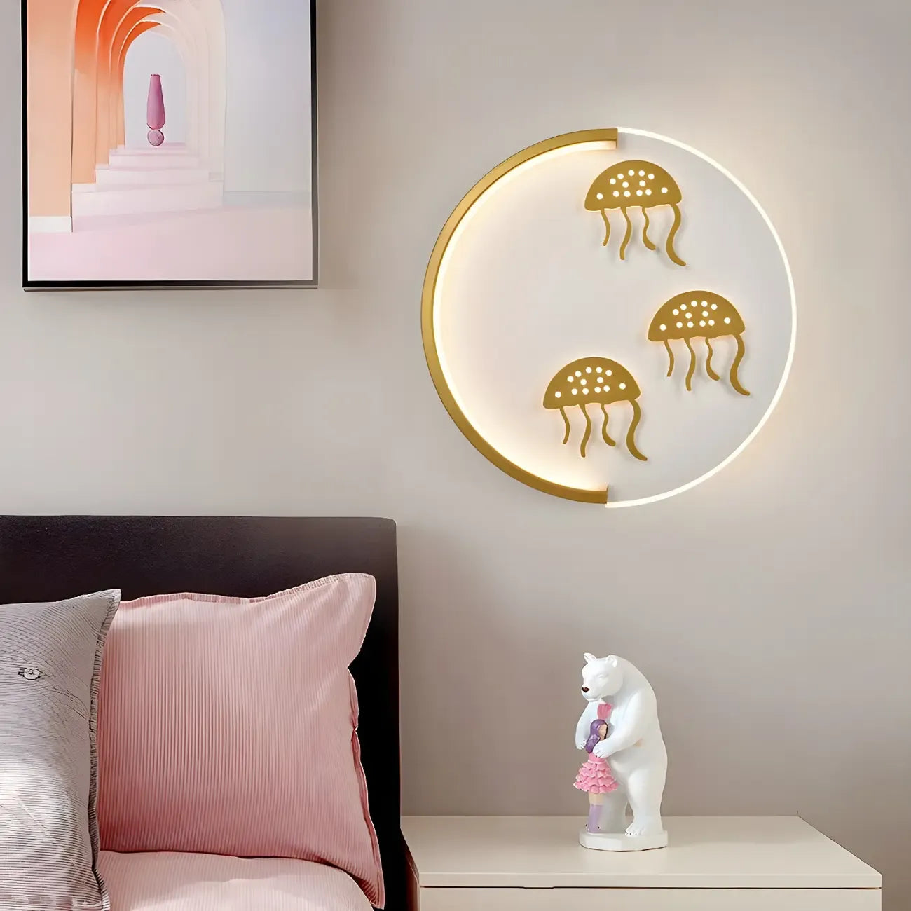 Applique murale LED circulaire avec motif dessin animé pour chambre d'enfant