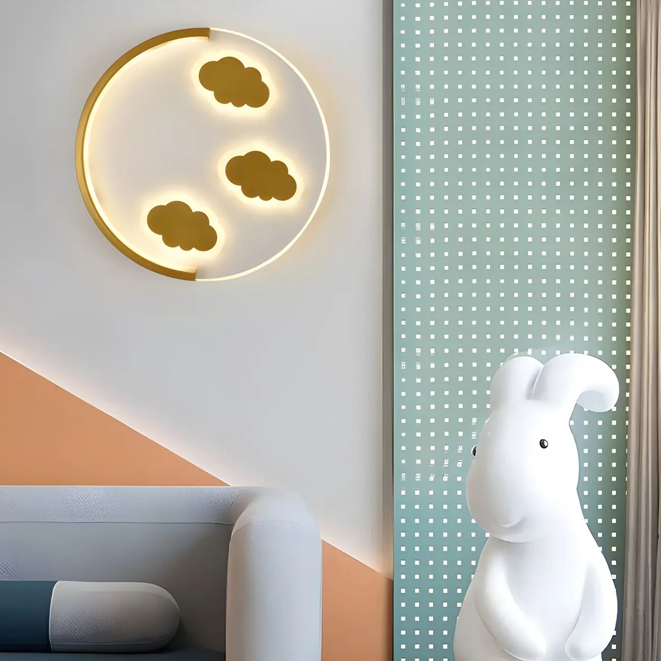 Applique murale LED circulaire avec motif dessin animé pour chambre d'enfant