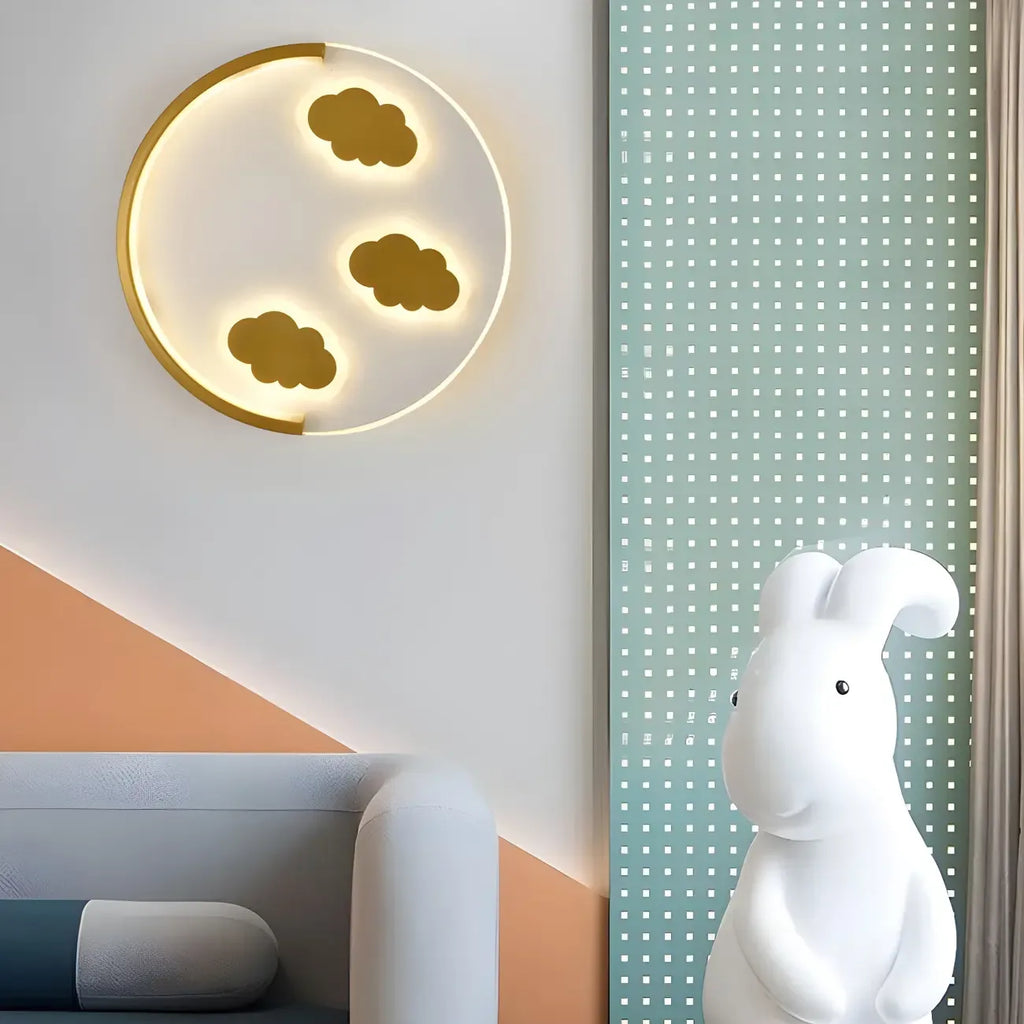 Applique murale LED circulaire avec motif dessin animé pour chambre d'enfant