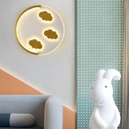 Applique murale LED circulaire avec motif dessin animé pour chambre d'enfant