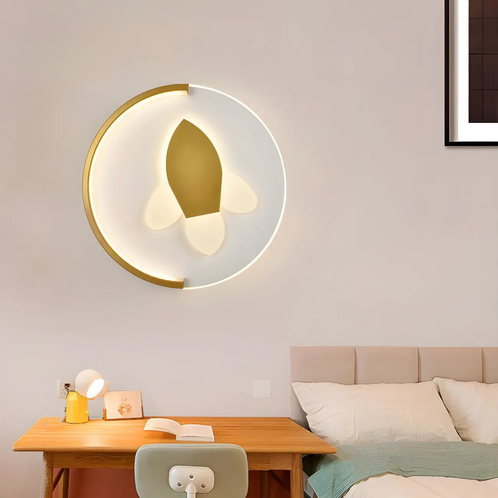 Applique murale LED circulaire avec motif dessin animé pour chambre d'enfant