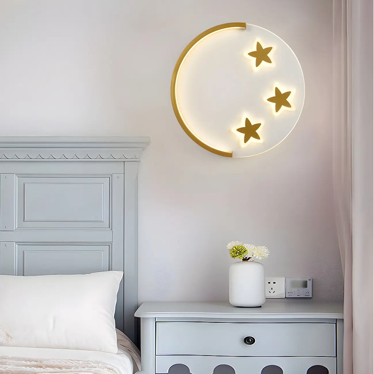 Applique murale LED circulaire avec motif dessin animé pour chambre d'enfant