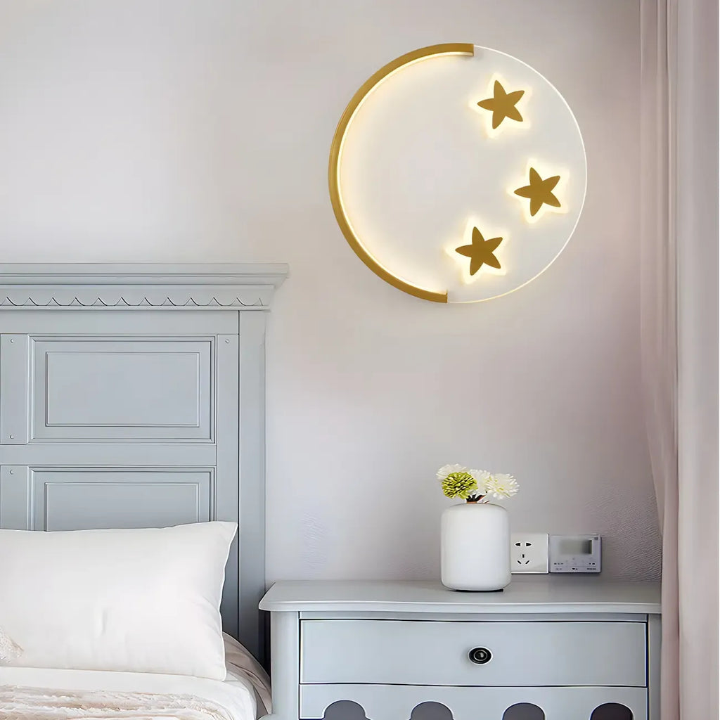 Applique murale LED circulaire avec motif dessin animé pour chambre d'enfant