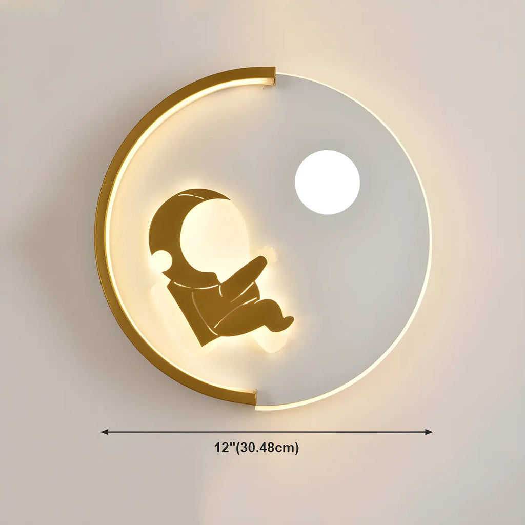 Applique murale LED circulaire avec motif dessin animé pour chambre d'enfant