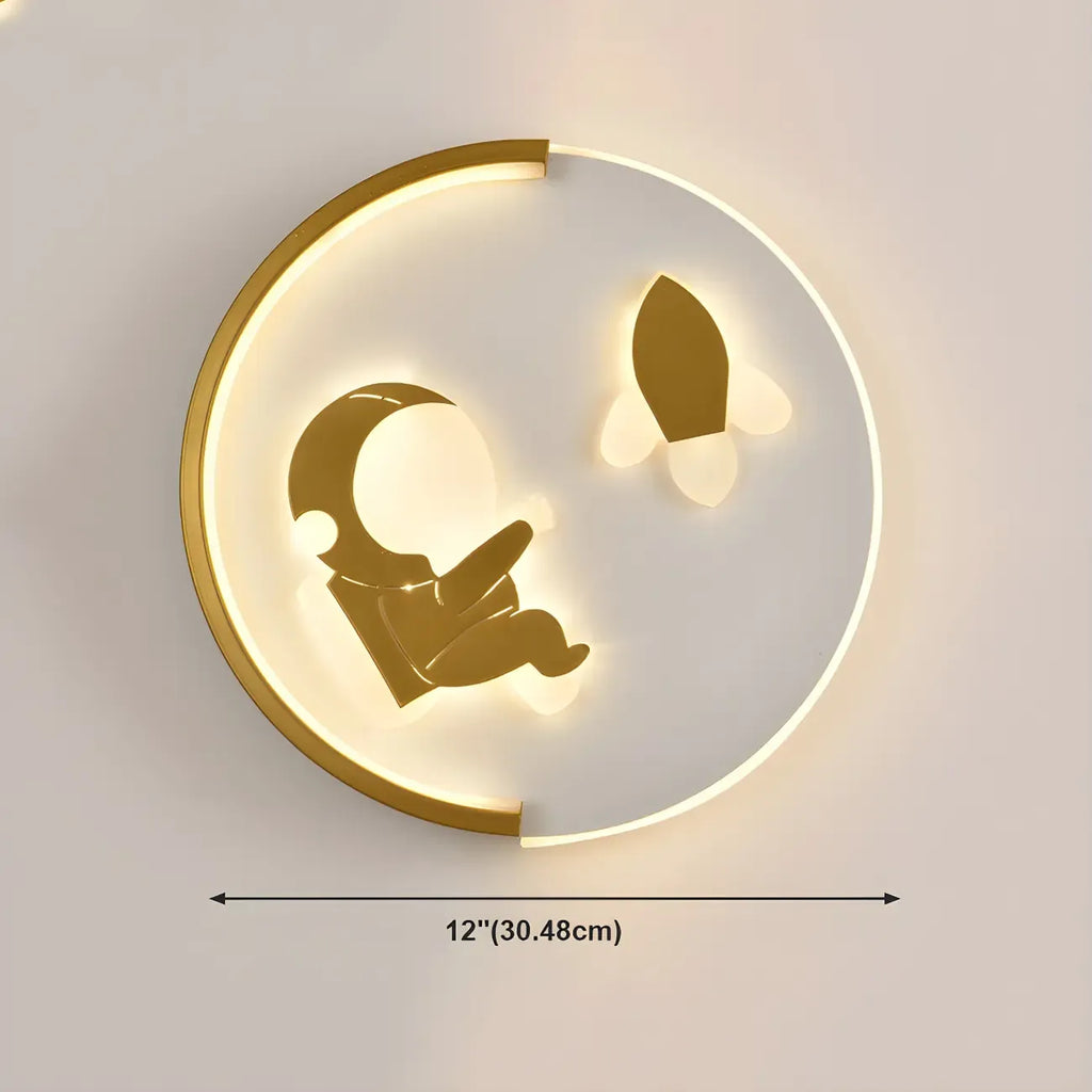 Applique murale LED circulaire avec motif dessin animé pour chambre d'enfant