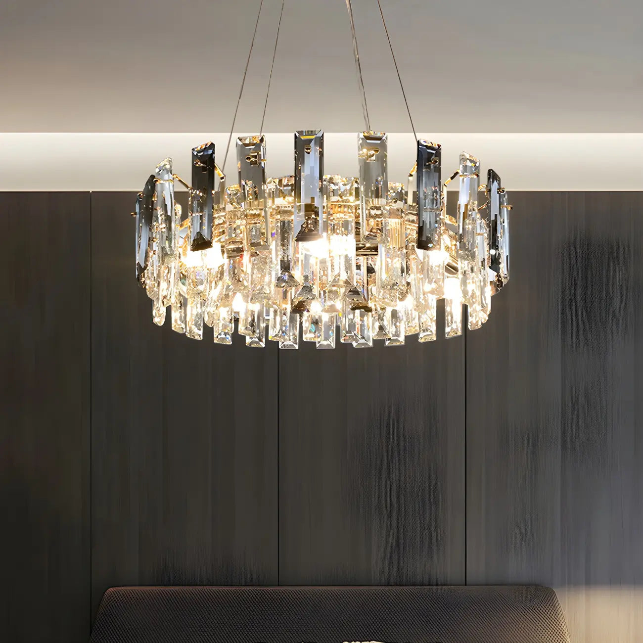 Lustre géométrique moderne en cristal pour salon