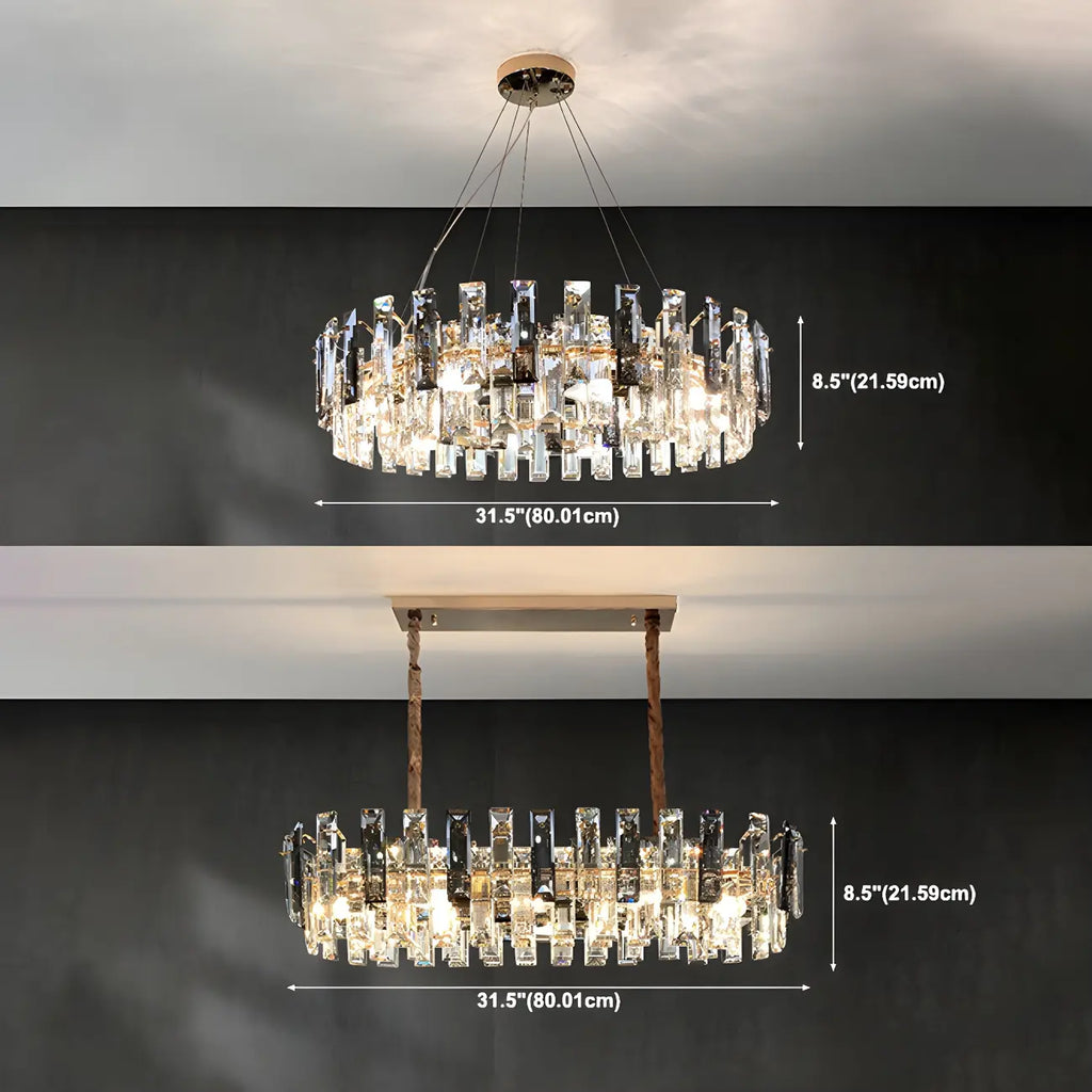 Lustre géométrique moderne en cristal pour salon