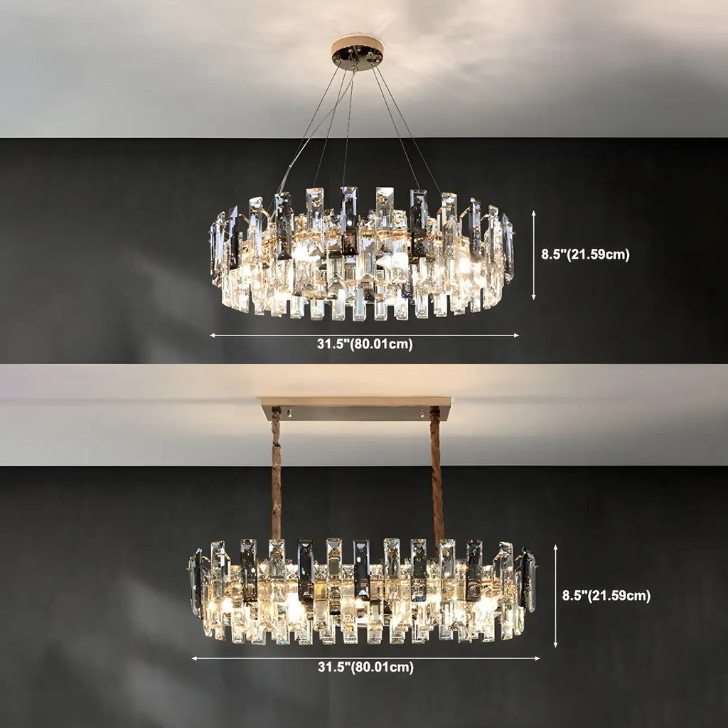 Lustre géométrique moderne en cristal pour salon