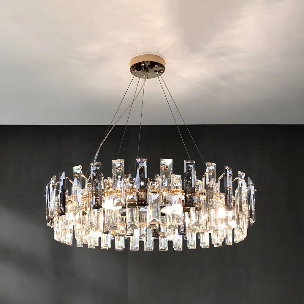 Lustre géométrique moderne en cristal pour salon
