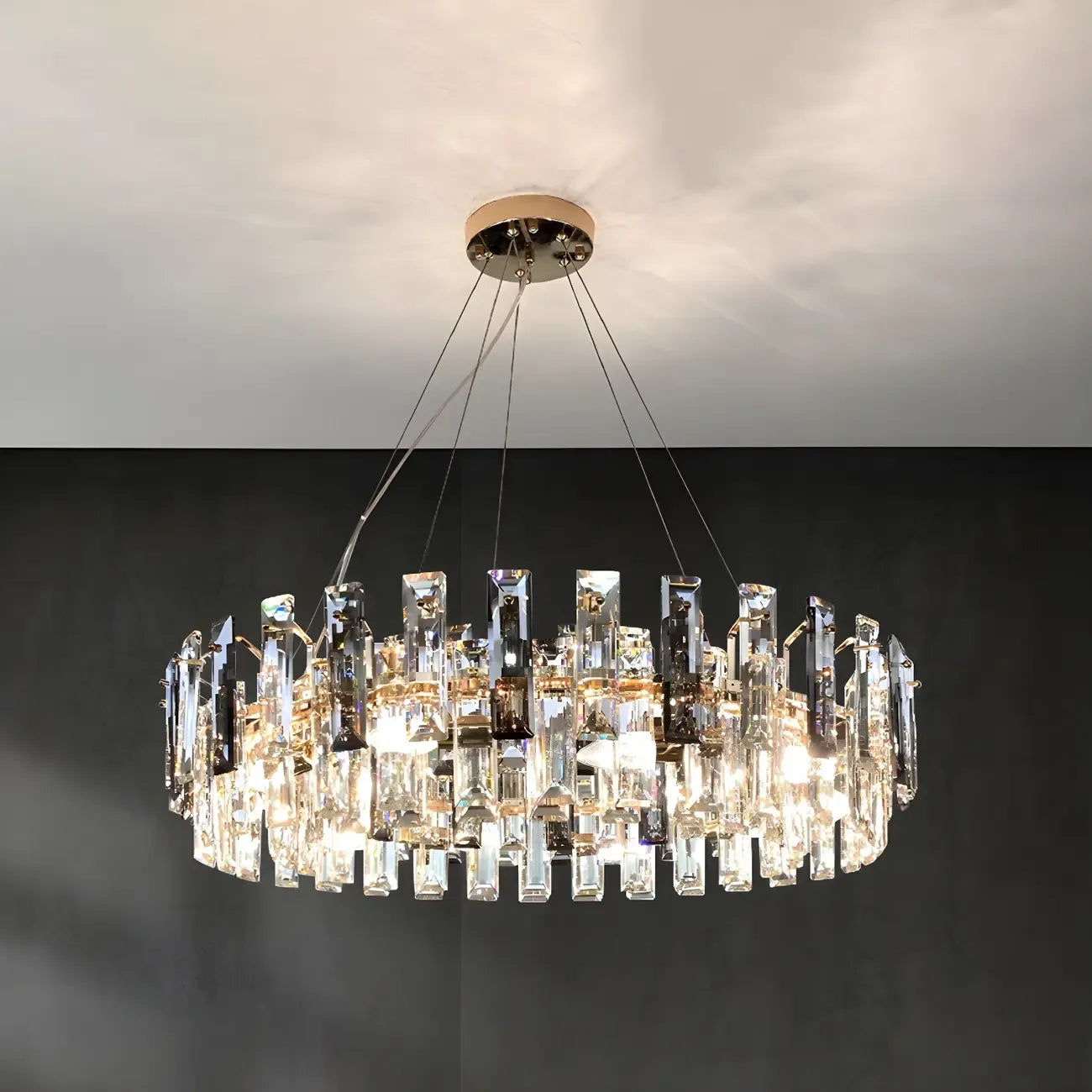 Lustre géométrique moderne en cristal pour salon