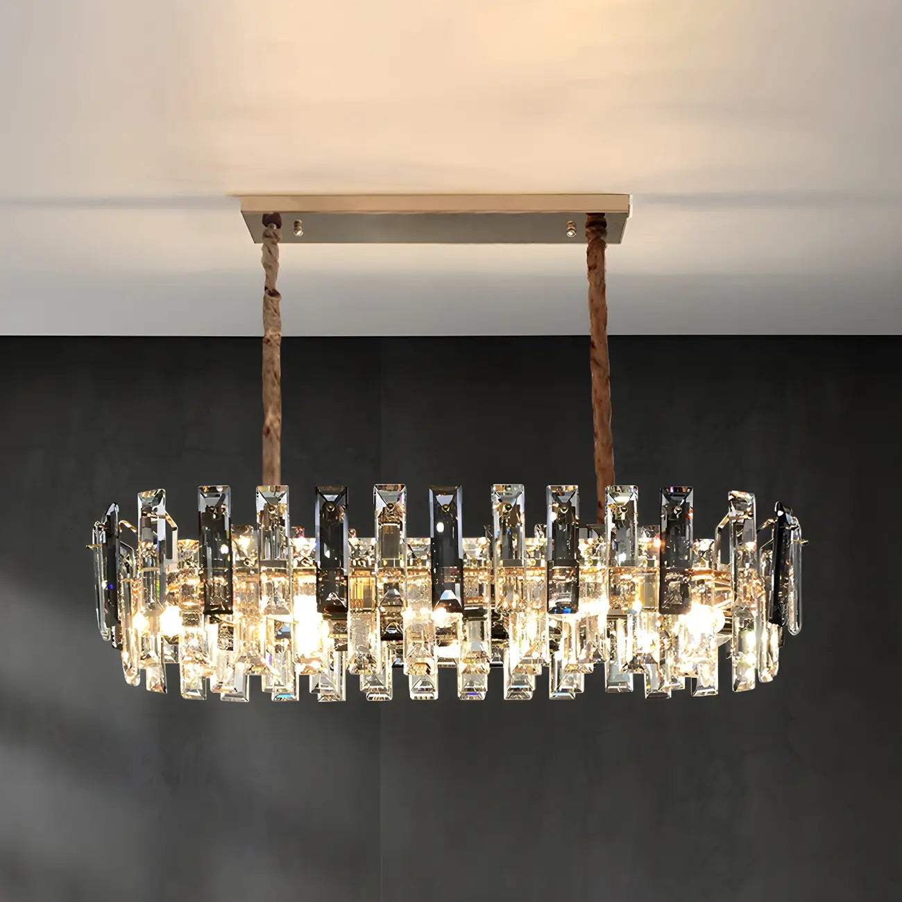 Lustre géométrique moderne en cristal pour salon