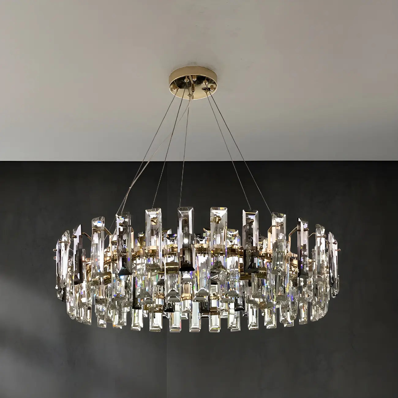 Lustre géométrique moderne en cristal pour salon