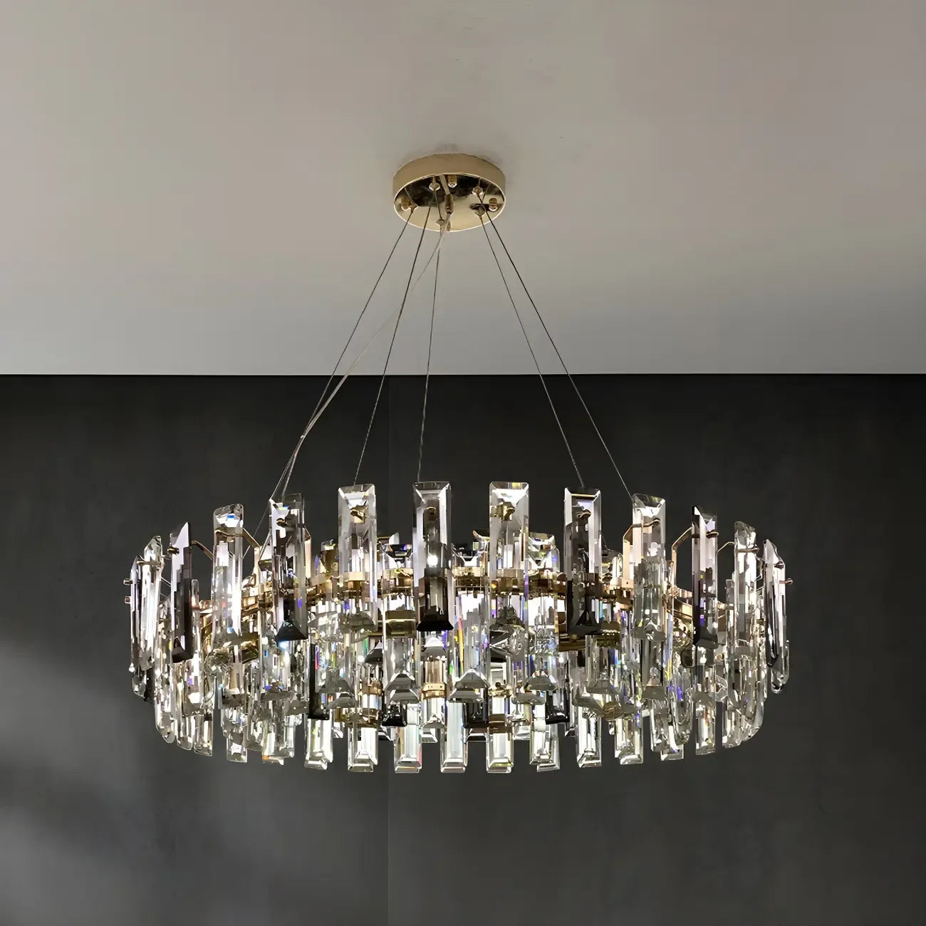 Lustre géométrique moderne en cristal pour salon