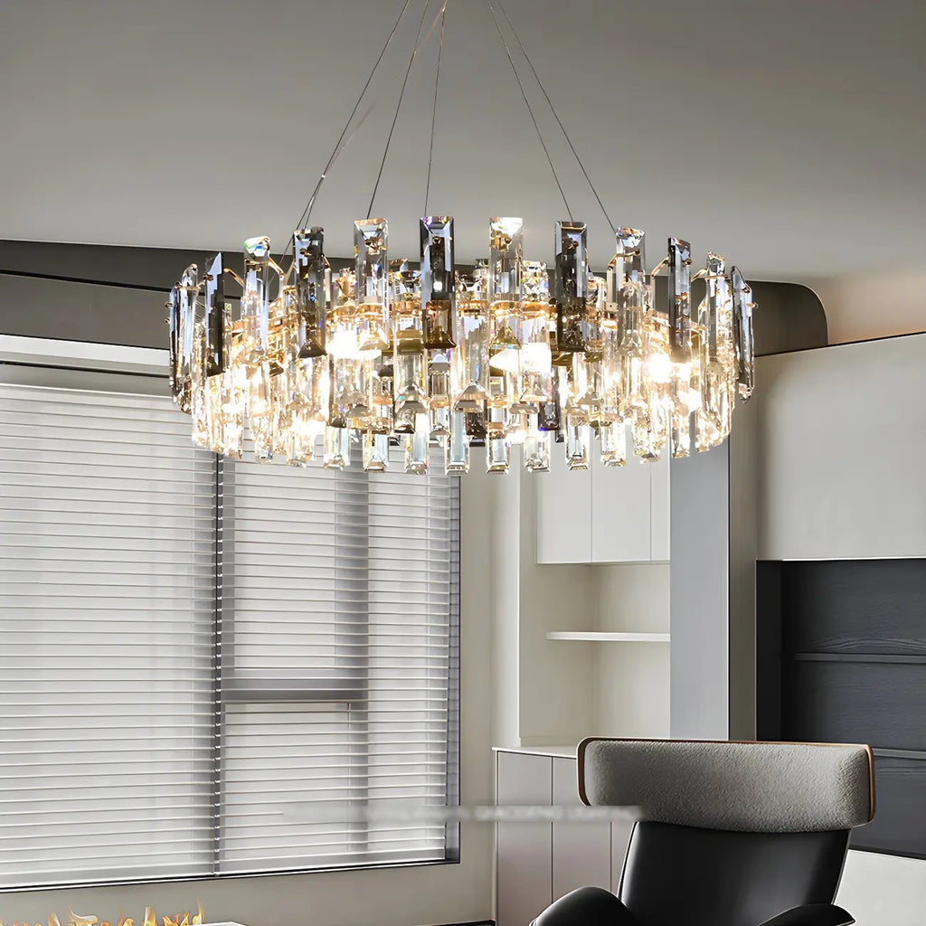 Lustre géométrique moderne en cristal pour salon