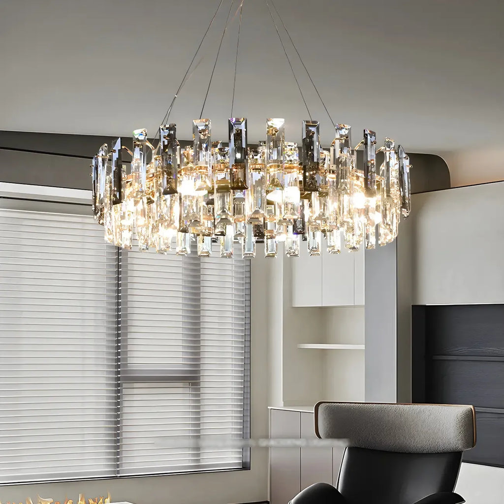 Lustre géométrique moderne en cristal pour salon