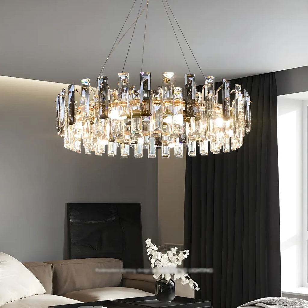 Lustre géométrique moderne en cristal pour salon