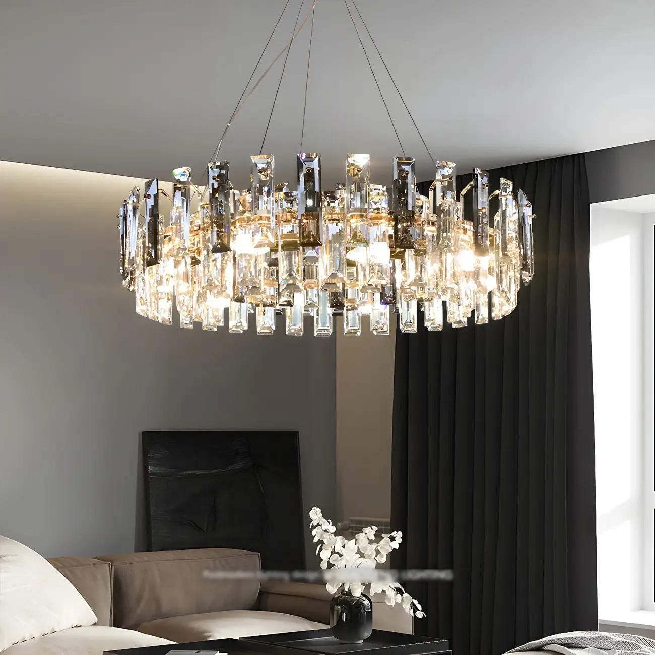 Lustre géométrique moderne en cristal pour salon