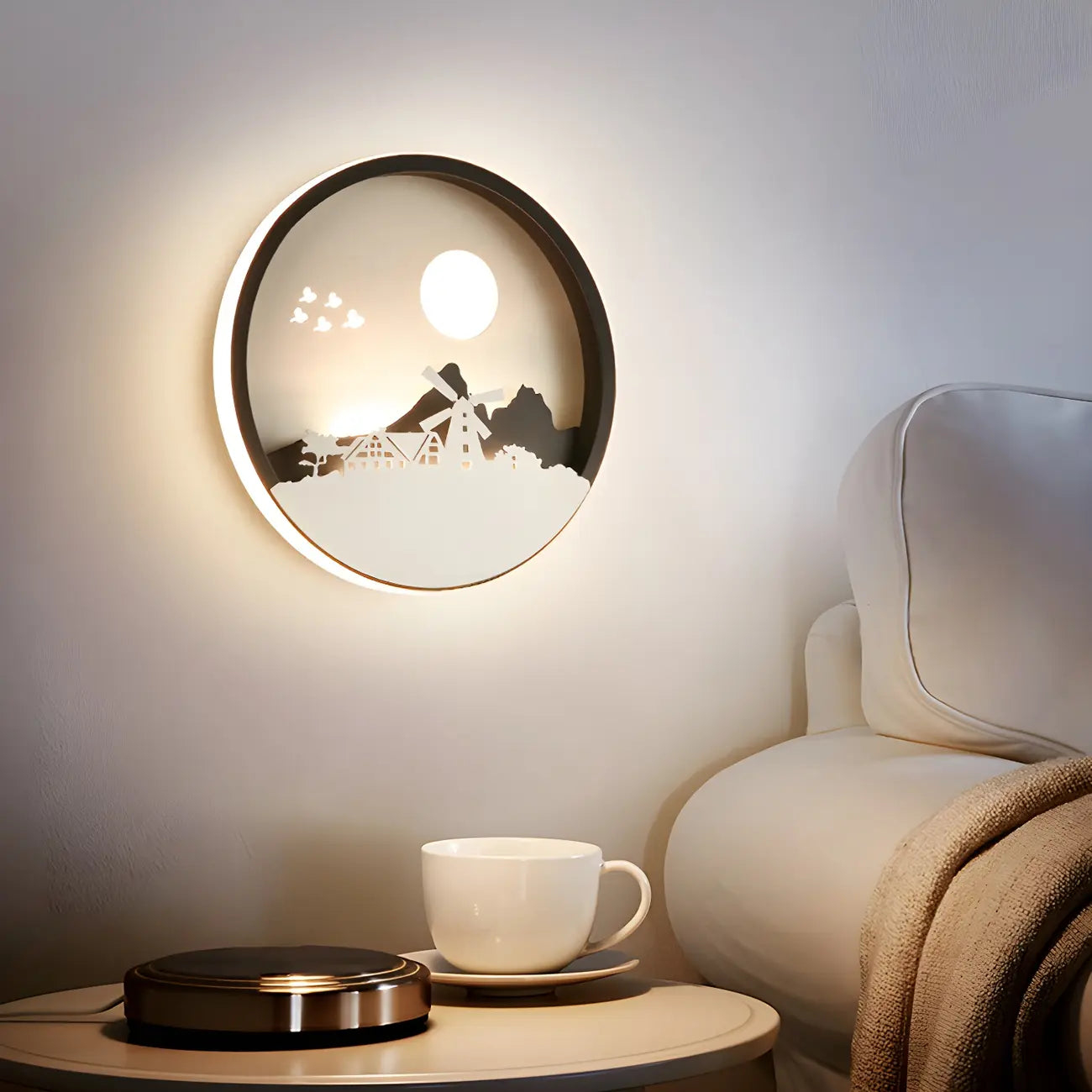 Applique murale LED circulaire pour chambre d'enfant avec télécommande