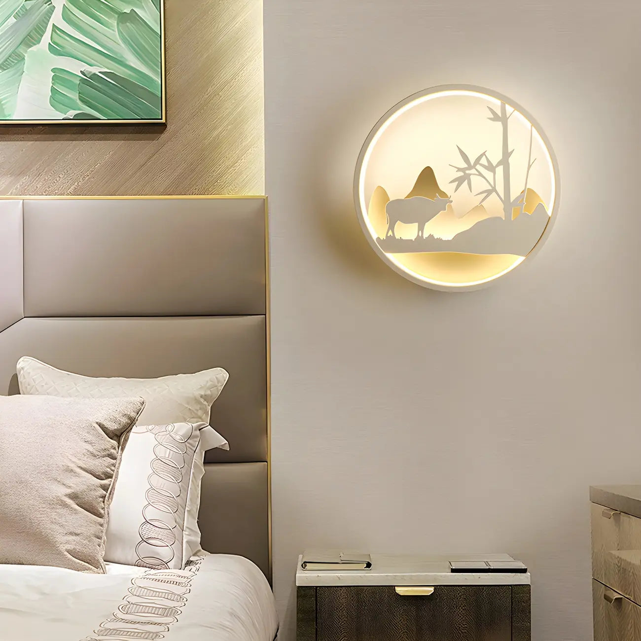 Applique murale LED circulaire pour chambre d'enfant avec télécommande