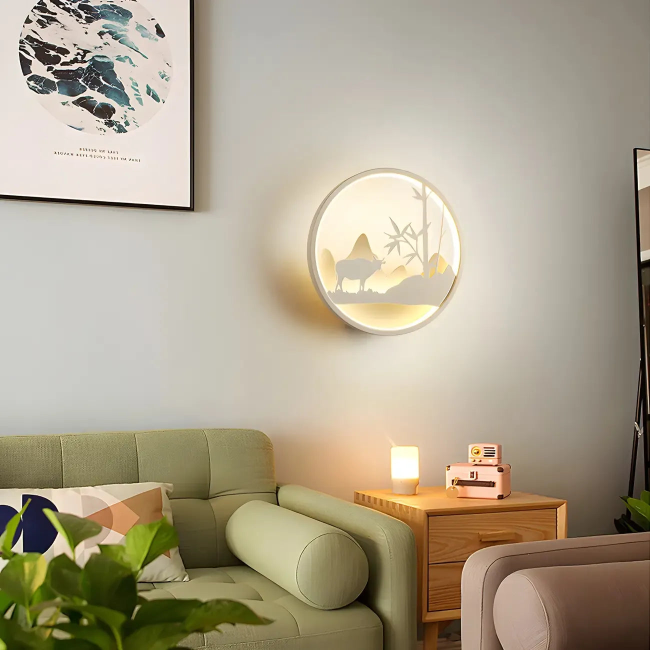 Applique murale LED circulaire pour chambre d'enfant avec télécommande