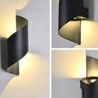 Applique murale extérieure moderne en aluminium noir à LED (éclairage indirect).