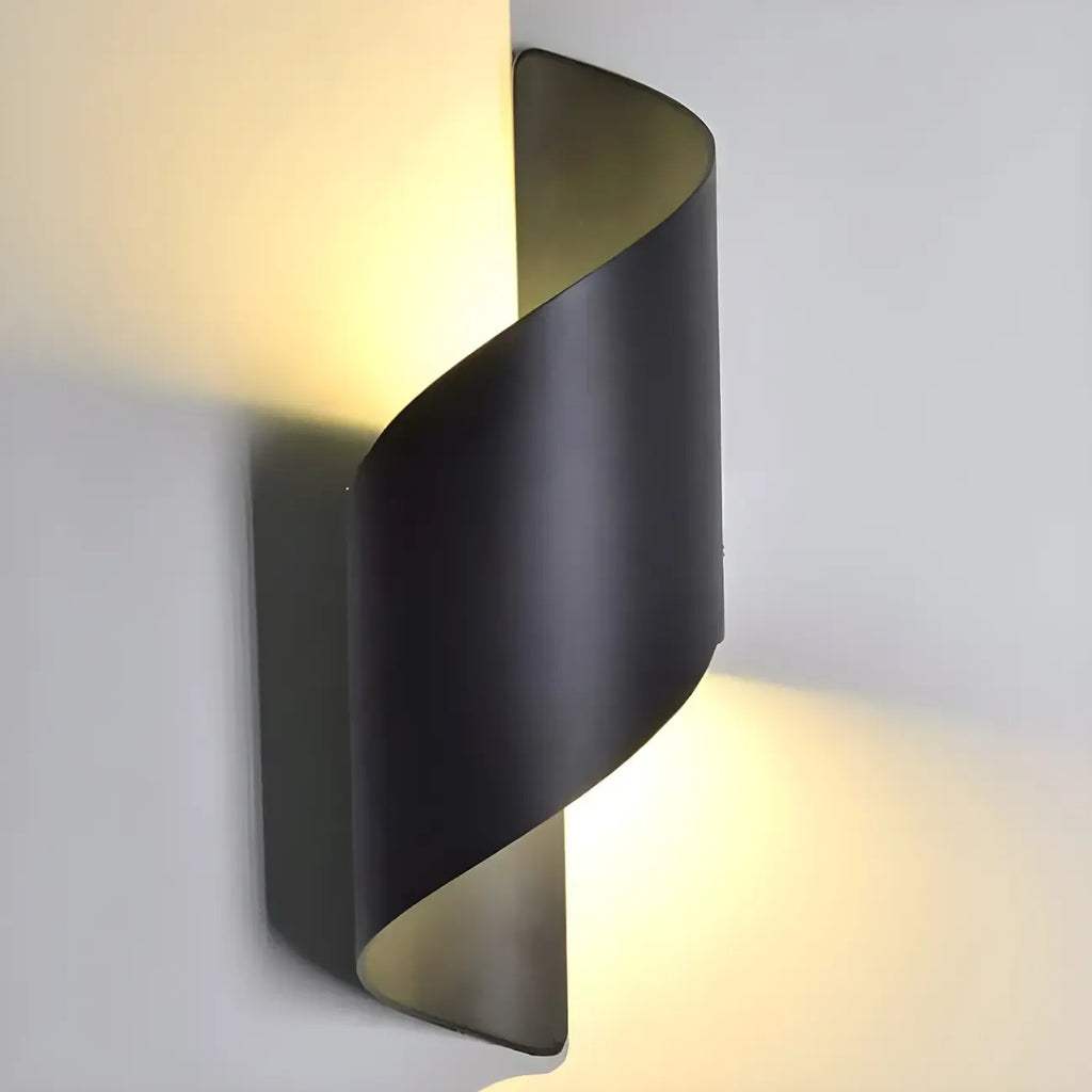 Applique murale extérieure moderne en aluminium noir à LED (éclairage indirect).