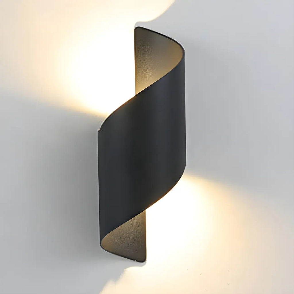 Applique murale extérieure moderne en aluminium noir à LED (éclairage indirect).