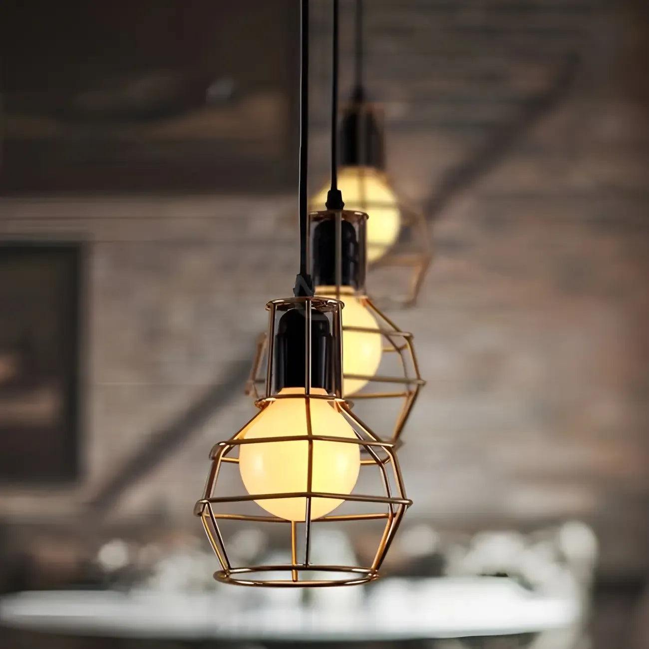 Suspension industrielle en métal pour îlot de cuisine