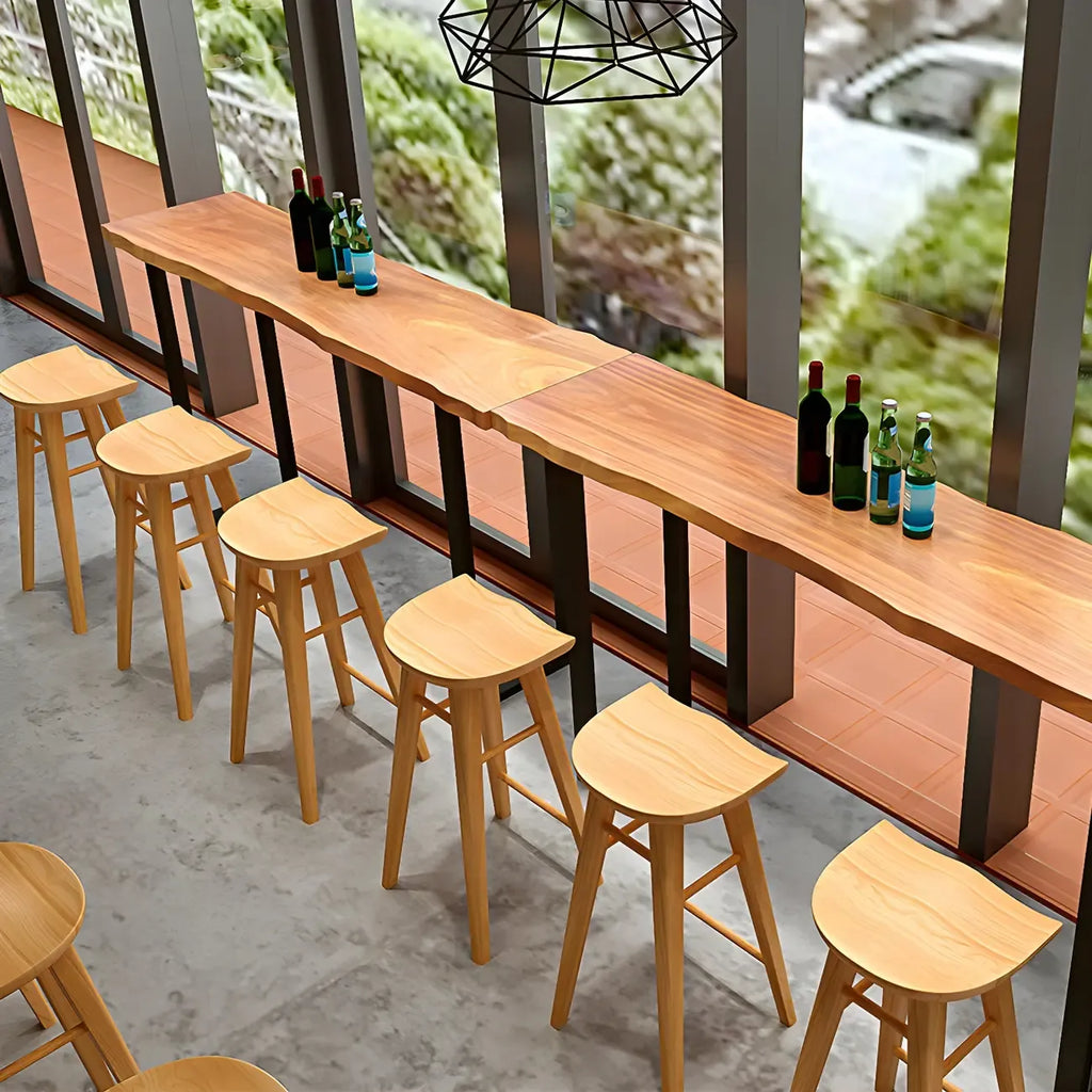 Tabouret de bar moderne en bois, hauteur comptoir, sans dossier