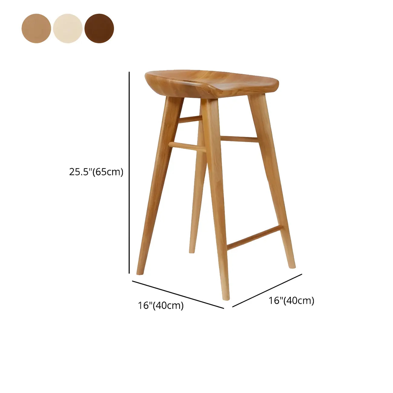 Tabouret de bar moderne en bois, hauteur comptoir, sans dossier