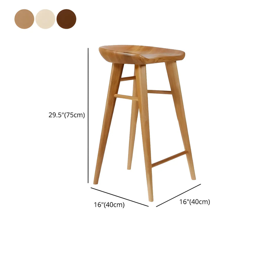 Tabouret de bar moderne en bois, hauteur comptoir, sans dossier