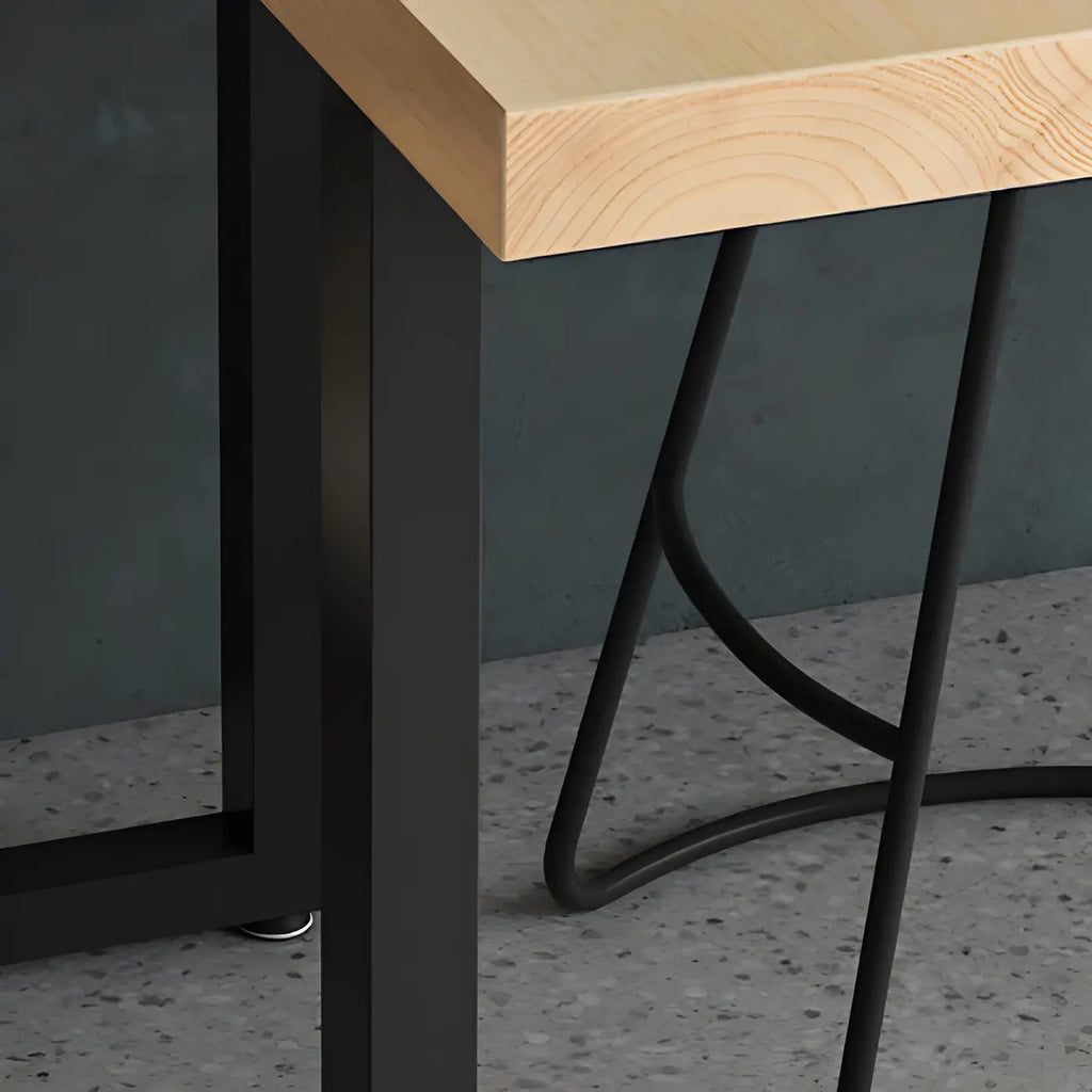 Table de bar rectangulaire industrielle en noyer
