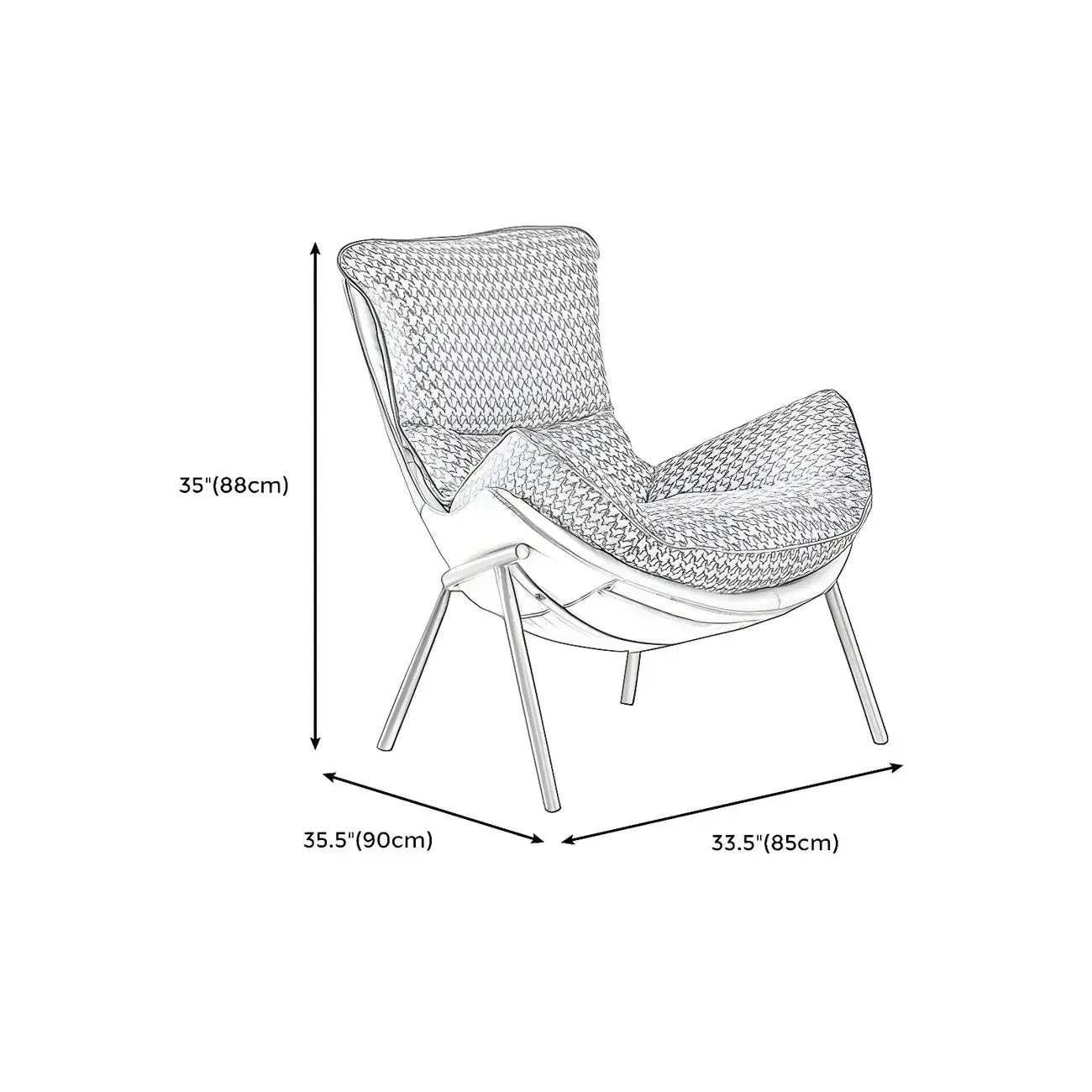 Fauteuil lounge moderne en tissu vert avec assise rembourrée