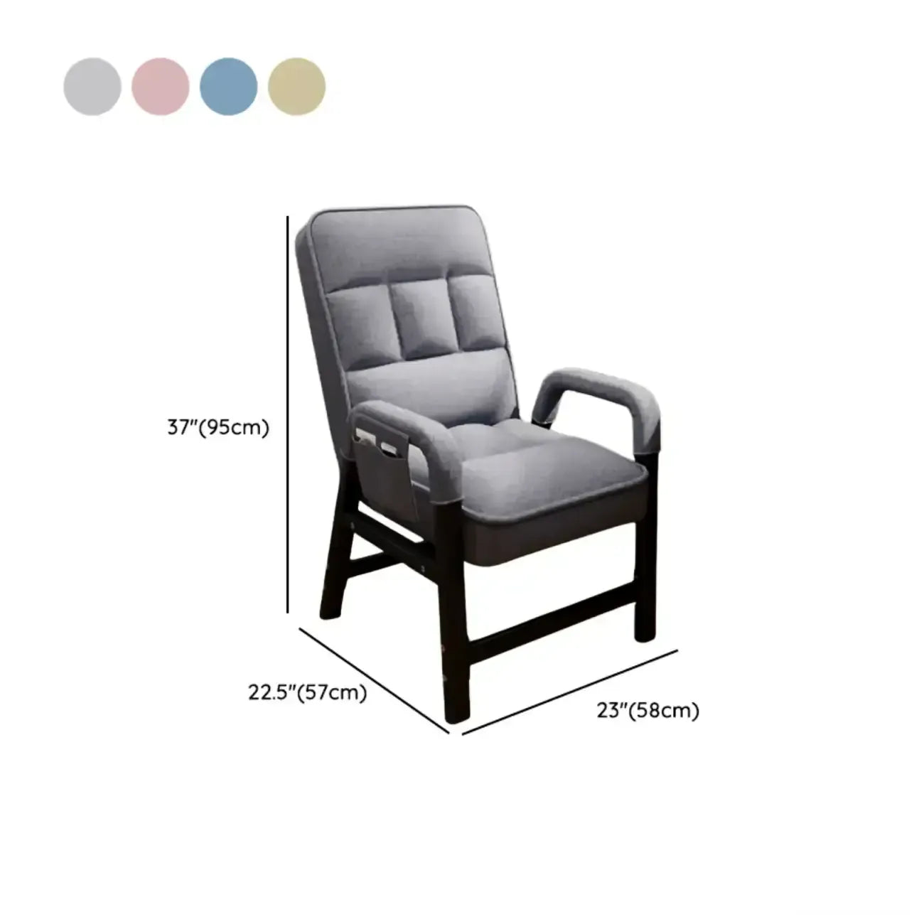 Chaise de bureau moderne grise rembourrée à 4 pieds