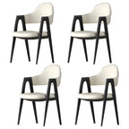 Chaise de salle à manger moderne en cuir avec dossier incurvé et accoudoirs ouverts